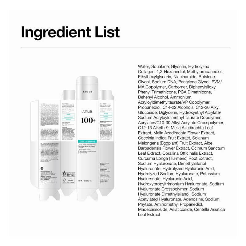 Anua PDRN Hyaluronic Acid 100 Moisturizing Cream, Deep Hydration & Skin Repair - 60ml