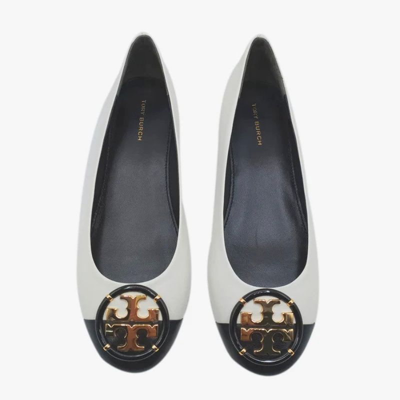 Tory Burch - Safari Crystal Block Heel Pumps – Ivory/Black