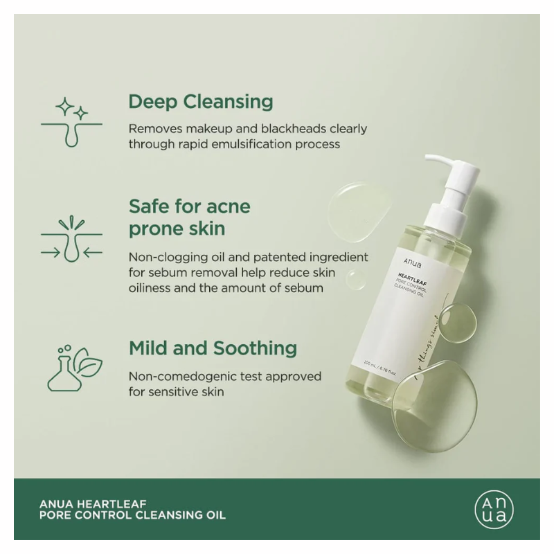 ANUA - Heartleaf Pore Control Cleansing Oil, Pore Cleanser - 200 Ml, 20 Ml