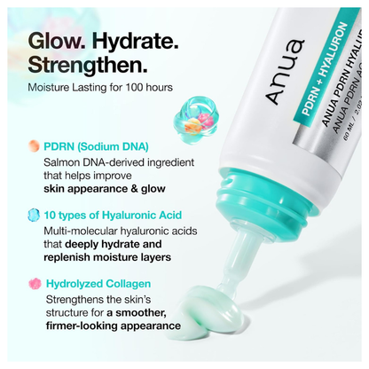 Anua PDRN Hyaluronic Acid 100 Moisturizing Cream, Deep Hydration & Skin Repair - 60ml