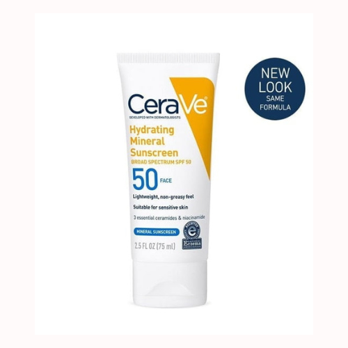 CeraVe - Hydrating Sunscreen SPF 50 Face Lotion | Moisturizing Mineral Sunscreen for Daily Protection