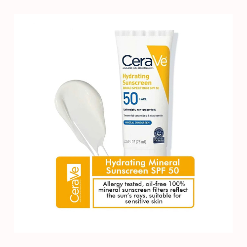 CeraVe - Hydrating Sunscreen SPF 50 Face Lotion | Moisturizing Mineral Sunscreen for Daily Protection