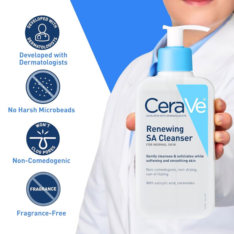 Cerave -Renewing SA Cleanser With Hyaluronic Acid, Niacinamide, & Ceramides  237ml