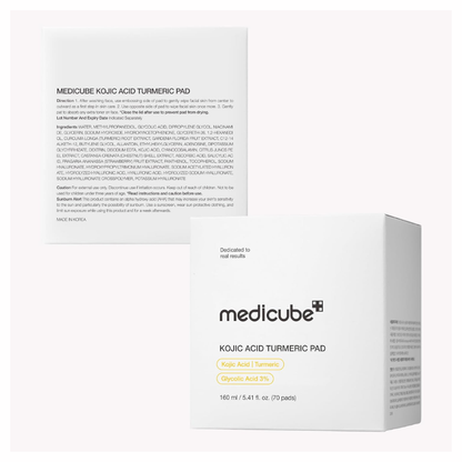 Medicube Kojic Acid Turmeric Clarifying Toner Pads – 70 Pads for Brightening, Soothing & Post-Spot Care