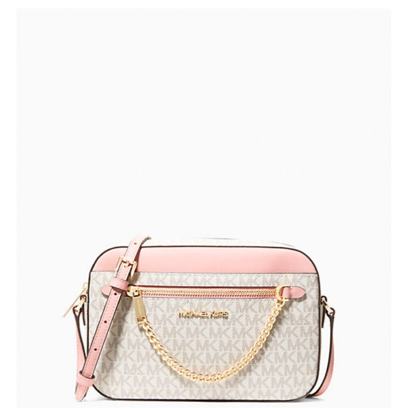 Michael Kors - Jet Set Crossbody Bag – Imported Original Designer Handbag - Vanilla & Powder Blush