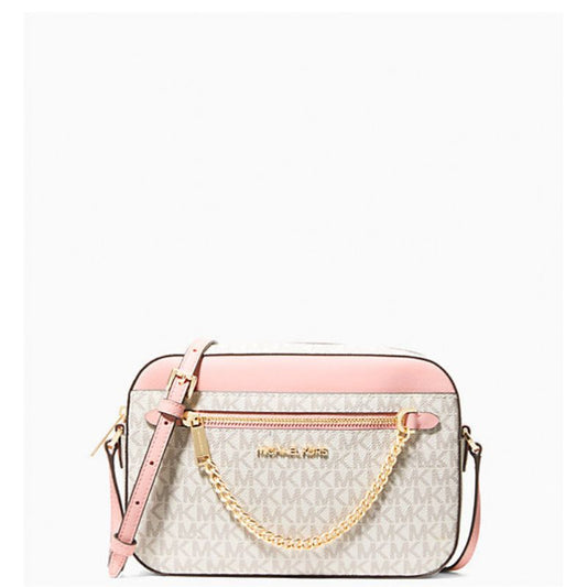 Michael Kors - Jet Set Crossbody Bag – Imported Original Designer Handbag - Vanilla & Powder Blush