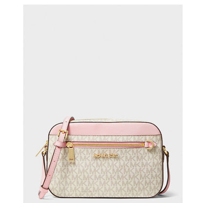 Michael Kors - Jet Set Crossbody Bag – Imported Original Designer Handbag - Vanilla & Powder Blush