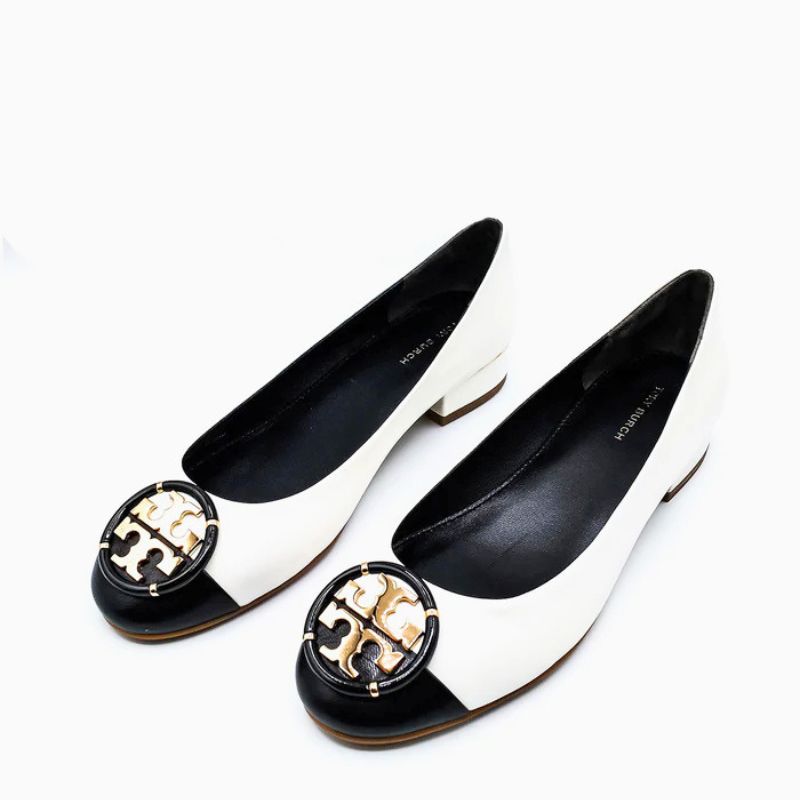 Tory Burch - Safari Crystal Block Heel Pumps – Ivory/Black