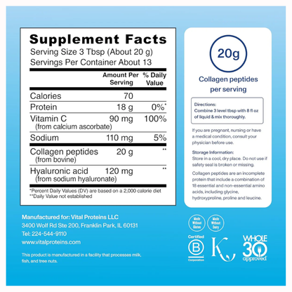 Vital Proteins' - Collagen Peptides Powder Unflavoured -10 Oz (265g)